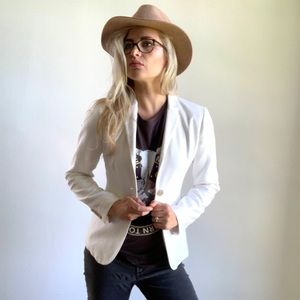 J. Crew White Blazer Cotton Two Button Front Sz 0